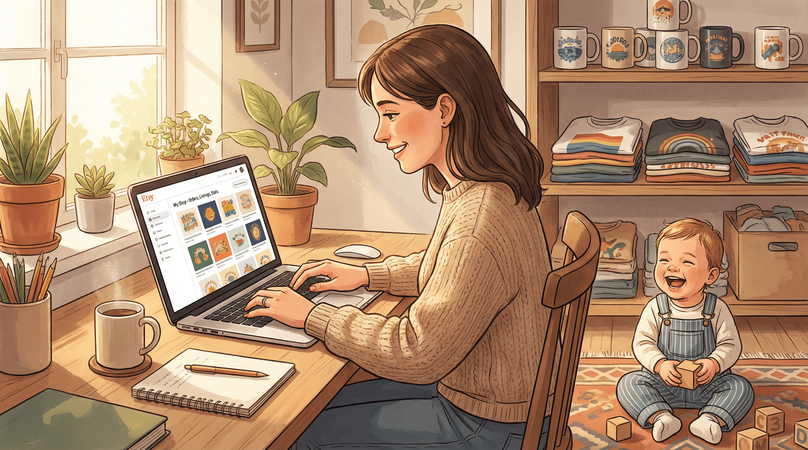 Mom Side Hustle: How to Build a Flexible Print-on-Demand Income Around Your Family blog post