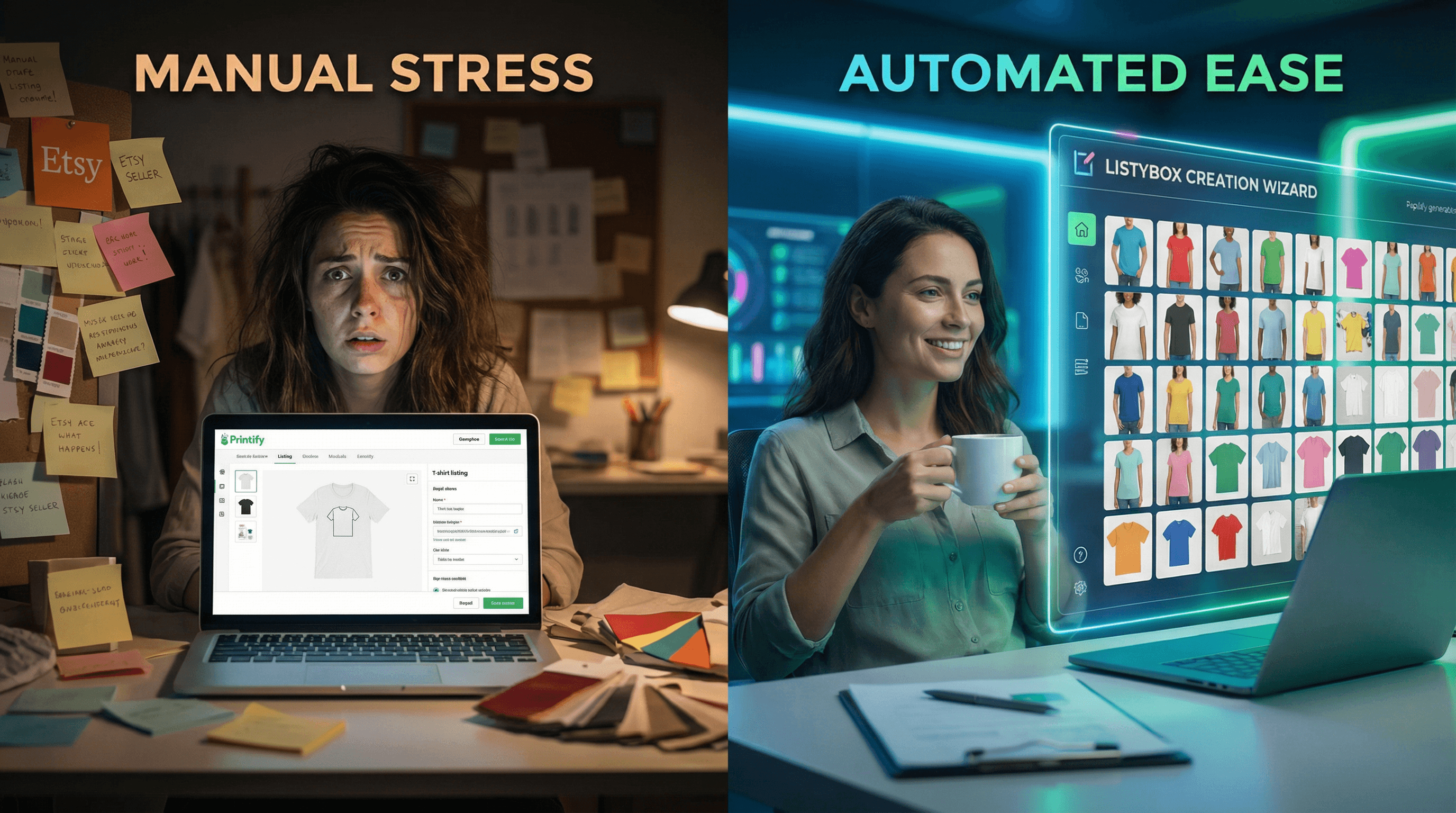 Cover for Printify T-Shirts: The Manual Trap vs. The Automated Growth Machine