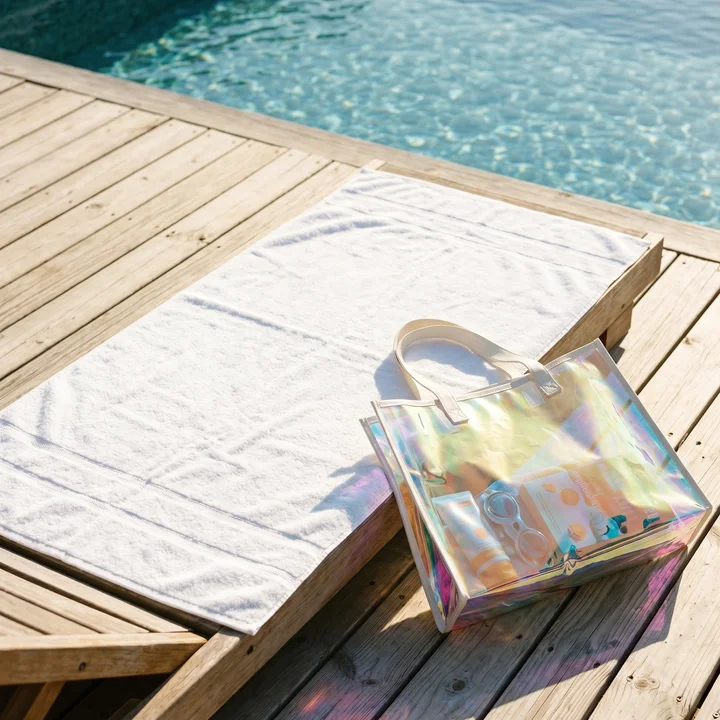Custom Beach Towel & Holographic Tote Bag Set