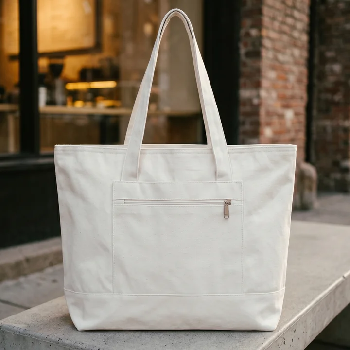Zippered Canvas Tote