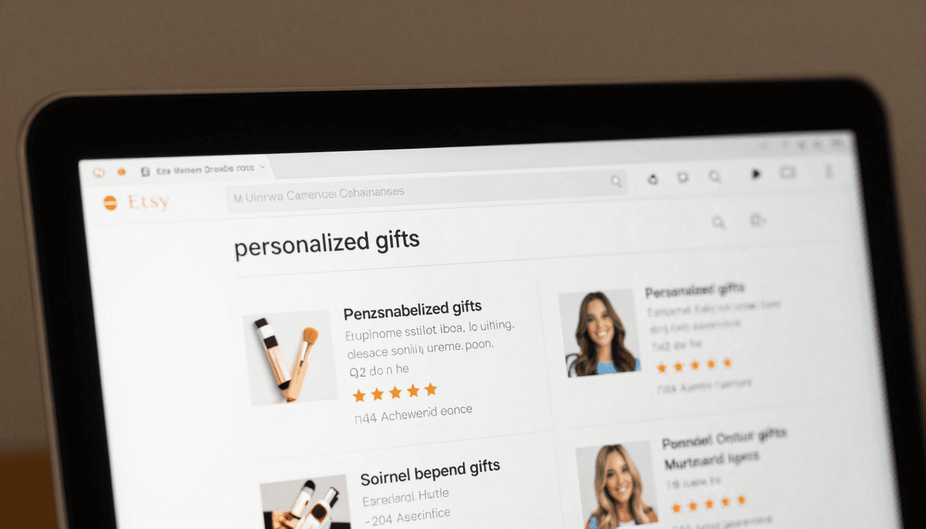 Etsy marketplace search results showing high demand for personalized gifts