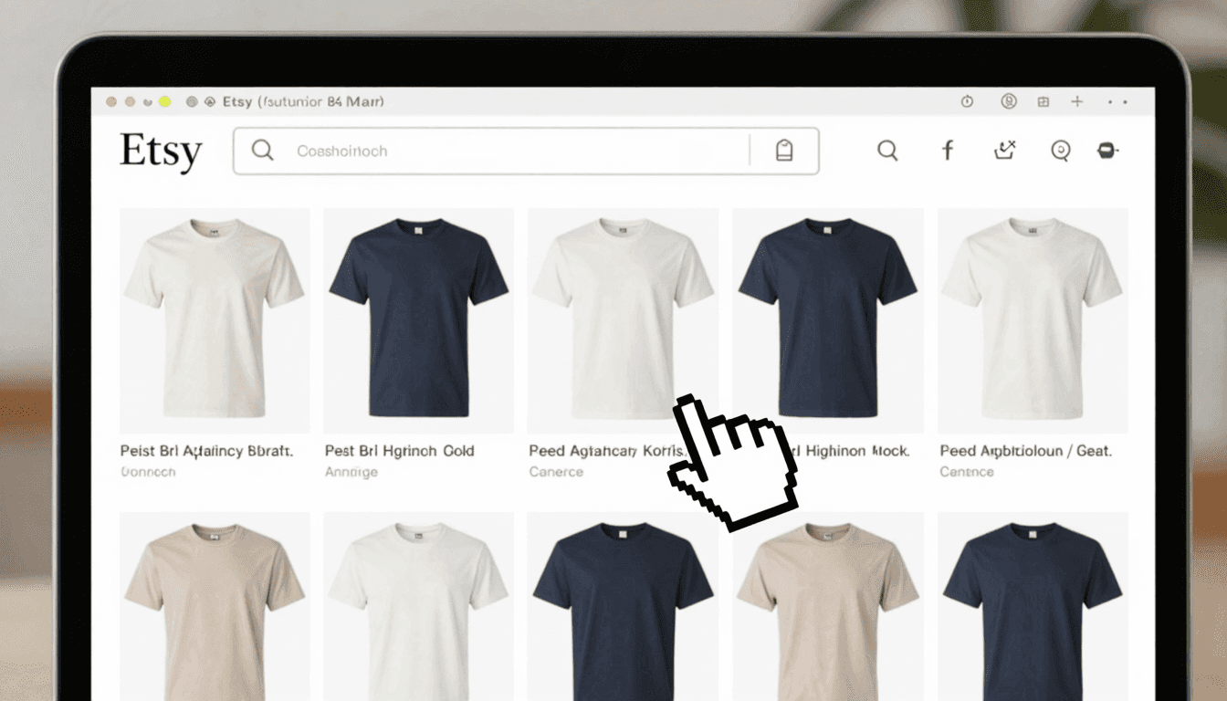 Etsy search results showing multiple identical mockup images