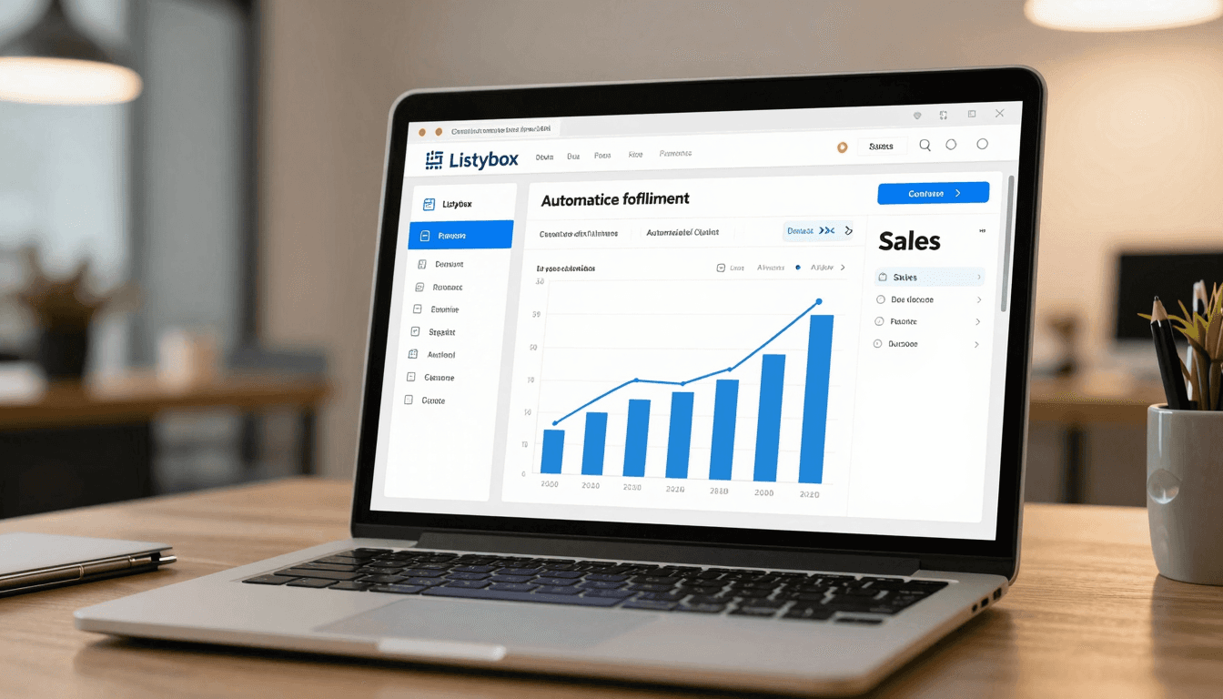 Listybox dashboard showing automated sales and fulfillment