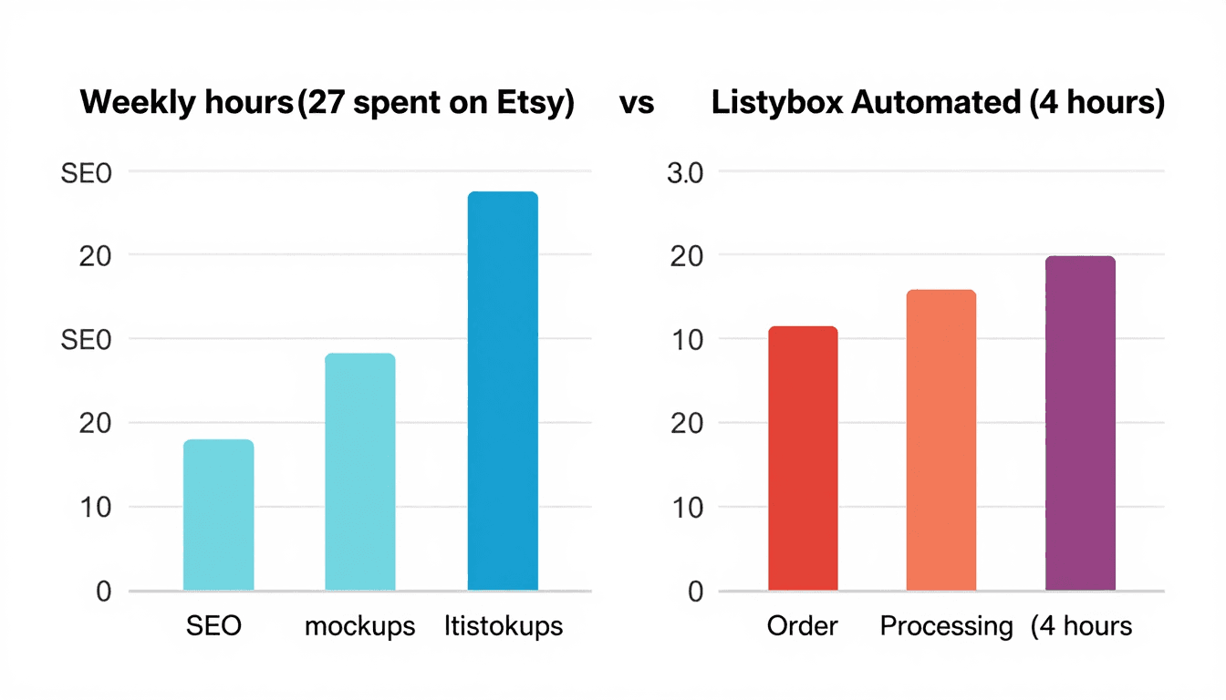 Comparison of manual vs automated Etsy POD weekly time allocation