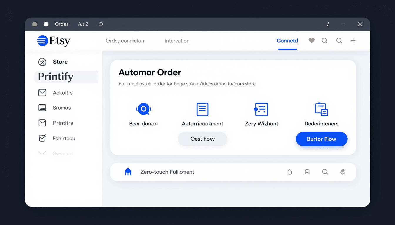 Listybox dashboard connecting Etsy to Printify for automated order fulfillment